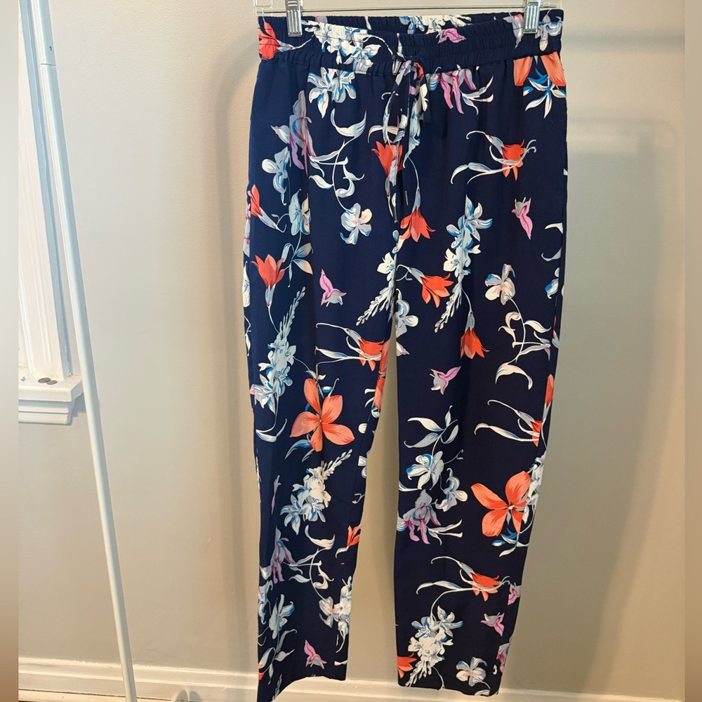 Cynthia Rowley Navy Floral Straight-Leg Pants